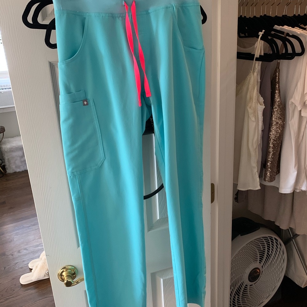 FIGS neon blue cargo pants